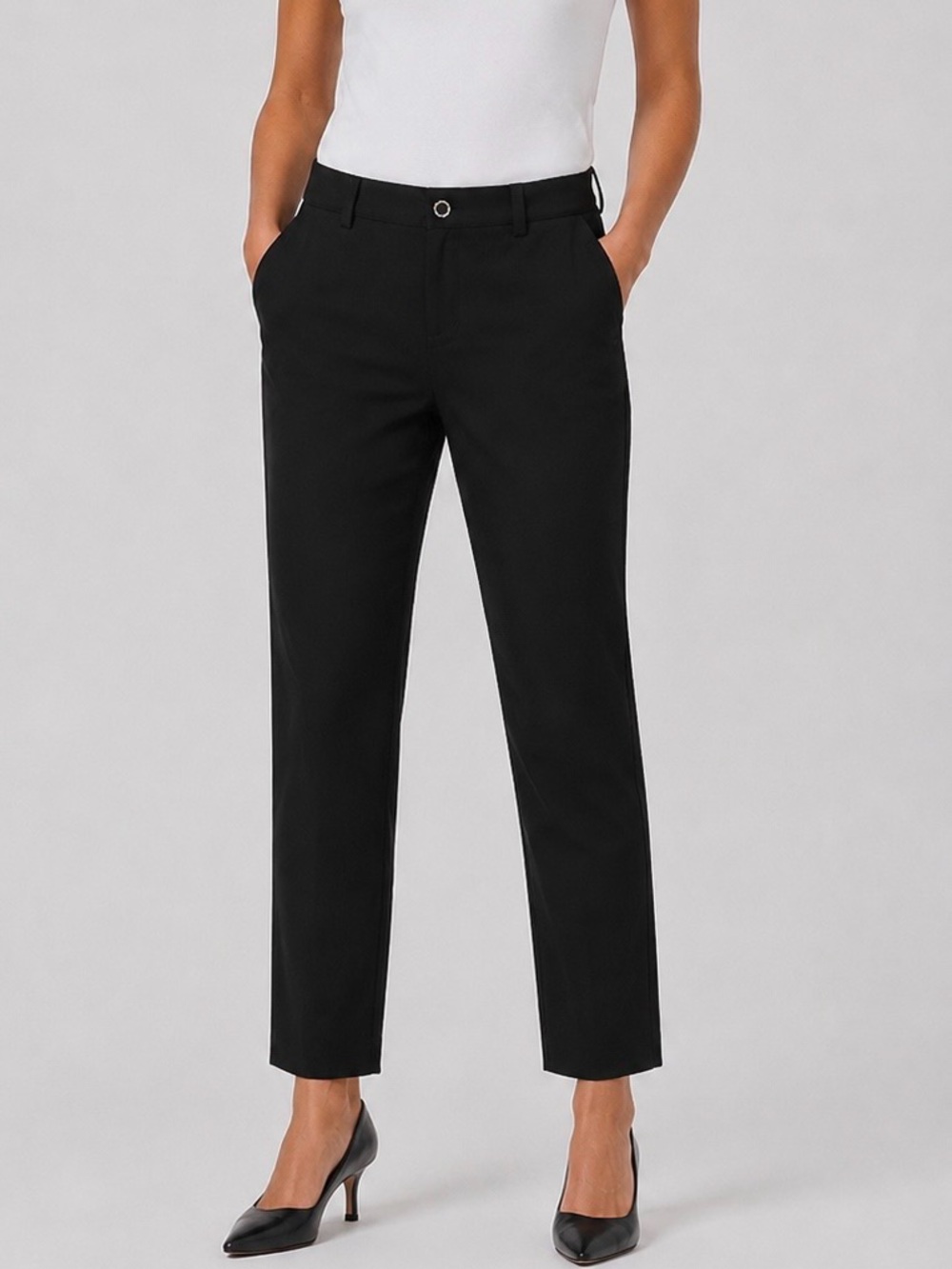 Lauren Ralph Lauren Stretch Twill Zip Pocket Black Pants